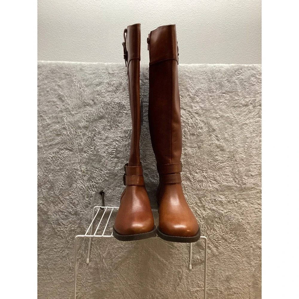 INC International Concepts Women's‎ Brown Leather Buckle Knee High Boots Size 6M